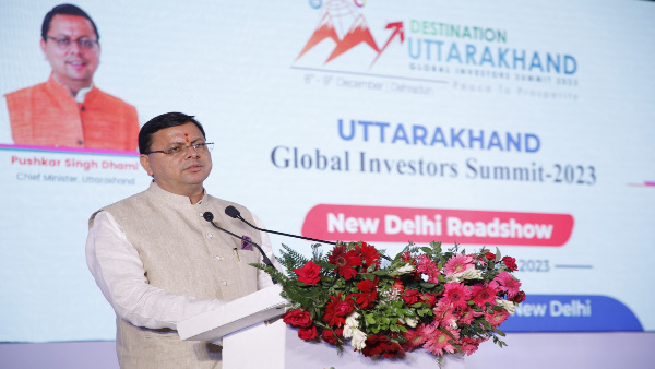  Global Investors Summit 2023 CM pushkar Dhami road show Delhi, Uttarakhand also Vibrant Gujarat