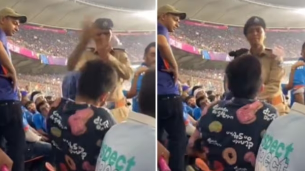 man fights with lady police officer