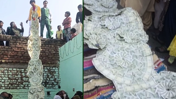 Groom shows off 20 lakh currency note
