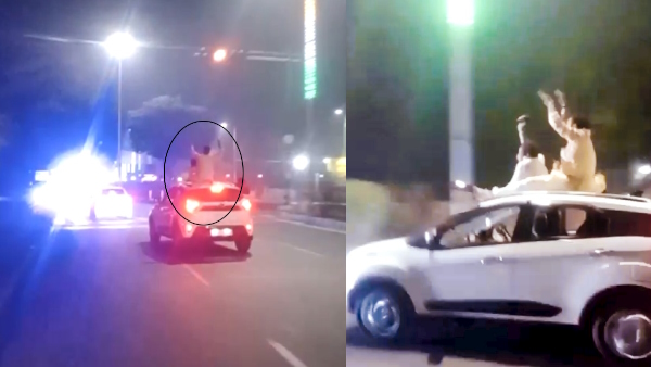 video of Boys dancing on the roof of a moving car on Fatehabad Road in agra went viral 