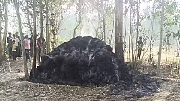 husband burnt alive his wife over suspicion of love affair with a boy 