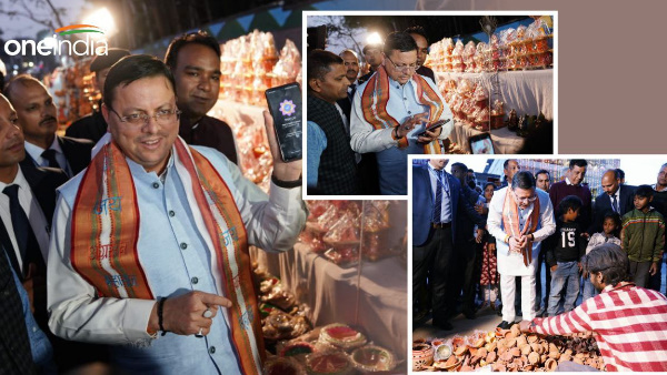  ​CM pushkar Dhami reached Kumhar Mandi digital transaction purchasing earthen lamps, gave message