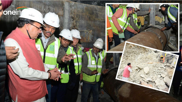 CM Pushkar Singh Dhami reached Silkyara Tunnel Pipe reached 52 meters, breakthrough at 57 meters.