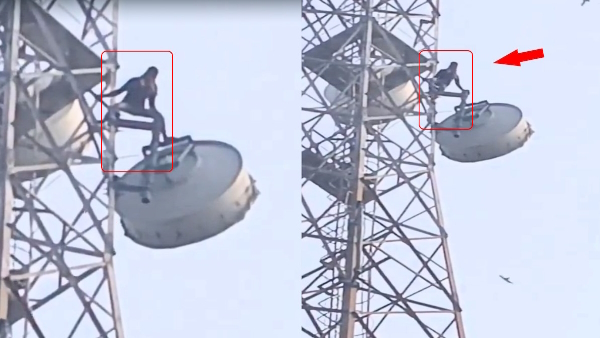 viral video of a boy who climbed the tower in anger when Inspector snatched his mobile in kushinagar
