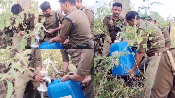 liquor started coming out of the handpump in Lalitpur when police raided