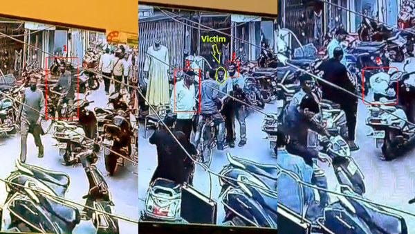 viral cctv video of three man snatching lakhs of ruppes from Businessman in lucknow