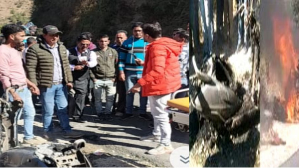 Uttarakhand news: Scooty moving on Tehri-Uttarkashi road caught fire, woman burnt to death Uttarakhand news: Scooty moving on Tehri-Uttarkashi road caught fire, woman burnt to death