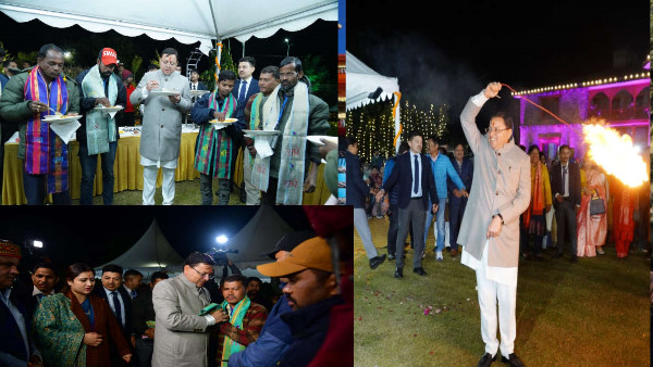  Families workers celebrated Diwali CM puskar Dhami, everyone celebrated Igas with hill dance food.
