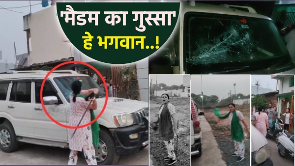 viral-video-madam-rangoli-broke-windscreen-of-scorpio-car