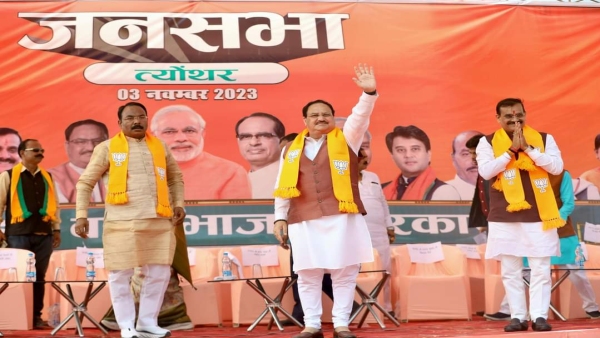 BJP JP Nadda said in public meeting in Rewa Tyonthar - Congress leader is money collector BJP JP Nadda said in public meeting in Rewa Tyonthar - Congress leader is money collector