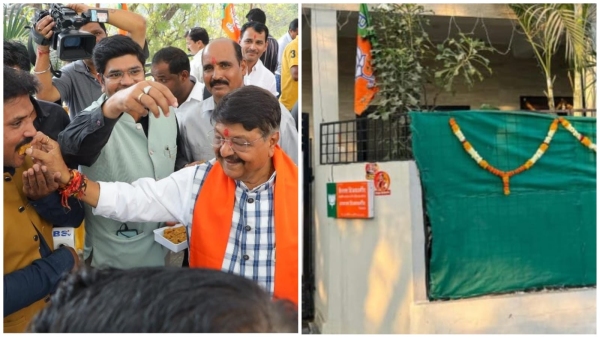 Kailash Vijayvargi took a house in Assembly-1, installed saffron color name plate outside the house