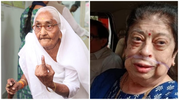 95 year old old woman Vidyawati cast her vote, woman came to vote on oxygen support