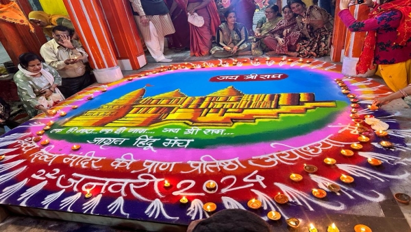 Celebrated the construction of grand Shri Ram temple in Ayodhya by lighting lamps and candles.