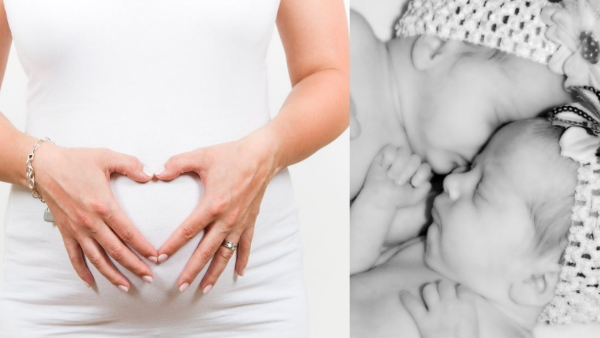 woman gave birth to two babies,