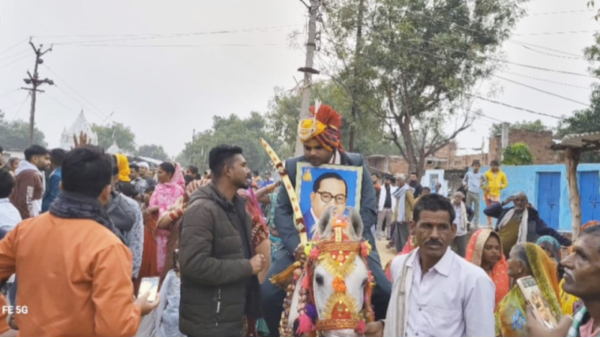 Chhatarpur groom riding on mare