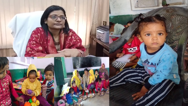 2 year old son of Hathras DM Archana Verma studying in an Anganwadi center 2 year old son of Hathras DM Archana Verma studying in an Anganwadi center