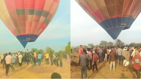 Hot air balloon, emergency landing .