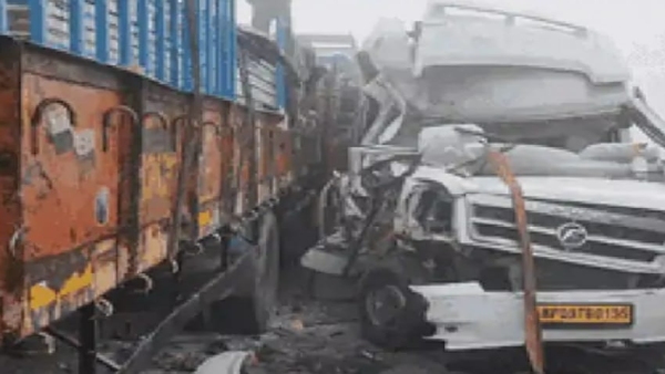 Passenger bus returning from Bageshwar Dham to Gwalior collides with truck, two including a woman killed, 15 injured