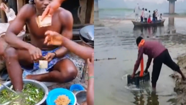 Man washing noodles 
