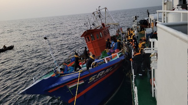 IFB Sanju boat sinking ICG Saves life IFB Sanju boat sinking ICG Saves life