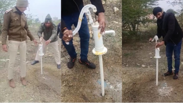 Liquor released from hand pump in Gwalior,