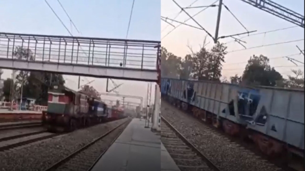 train travels 84 km without driver