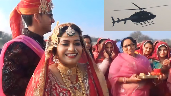 IAS bride in helicopter