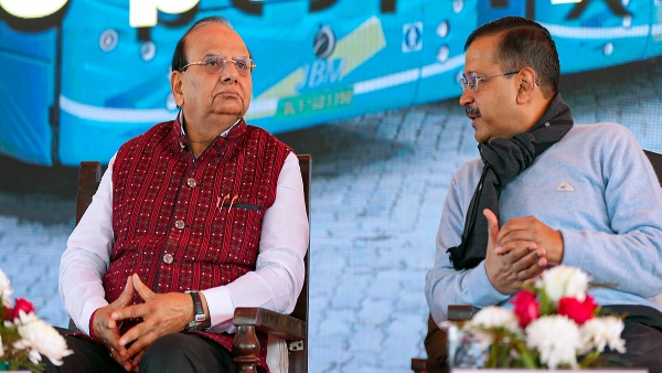 LG VK Saxena and Delhi CM Arvind Kejriwal 