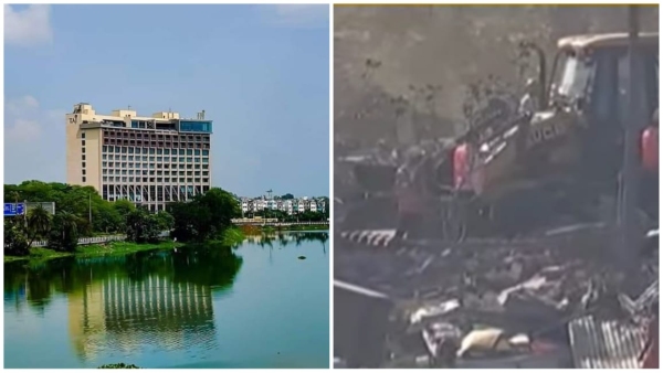 Bulldozer runs on slum in front of Hotel Taj major action against encroachment after NGT instructions