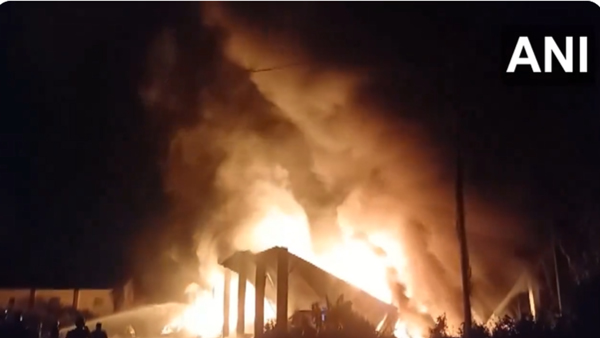 Fire inside warehouse in Nadia