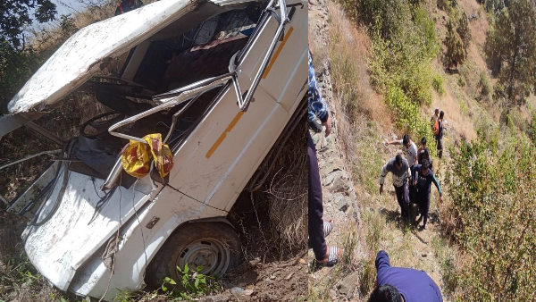 Tehri accident news Car went out of control and fell into a deep ditch 2 people died 10 injured