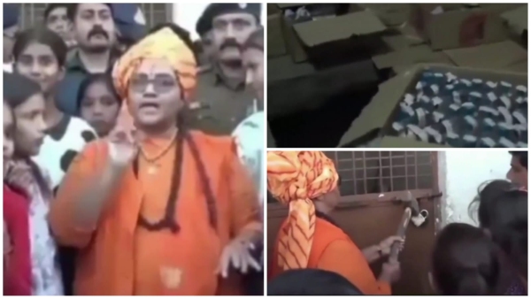 MP Pragya Singh Thakur seen in old style after ticket cancellation broke lock of liquor shop Sehore