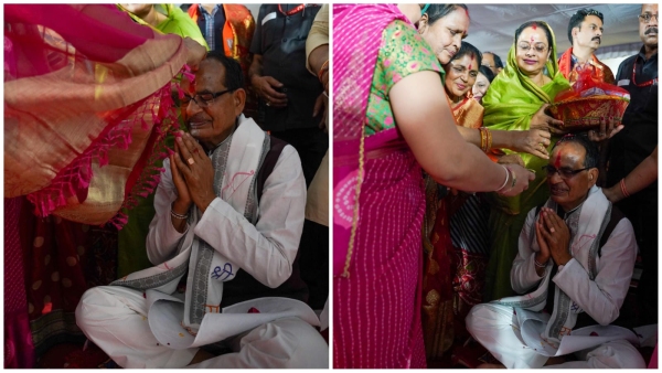 Shivraj Singh Chauhan conducted a road show among women in village Jait and Mandideep on Bhaidooj