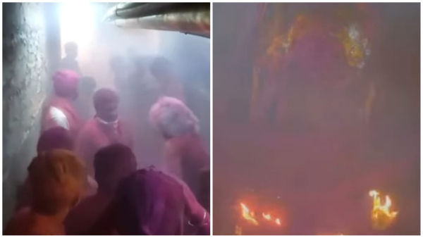 Mahakal temple Fire broke out due to chemical gulal Collector removed Sandeep Soni investigation Mahakal temple Fire broke out due to chemical gulal Collector removed Sandeep Soni investigation