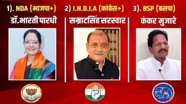 Congress MLA Anubha forced to campaign against husband Kankar Munjare triangular contest