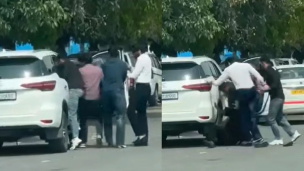 Viral video Amity University Student Dragged Out Of Car Thrashed Mercilessly