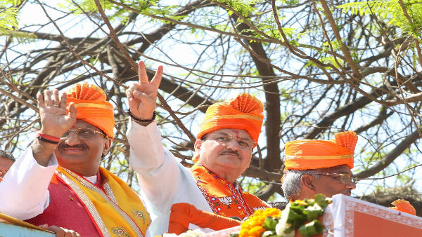 BJP National President JP Nadda road show Haridwar sought blessings from saints for victory