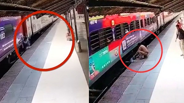 laksar Young man foot slipped while boarding moving train fell on track female constable saved life like Viral video