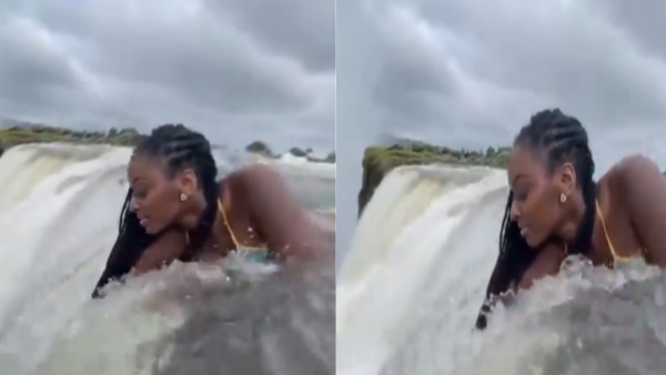 woman in victora fall edge woman in victora fall edge