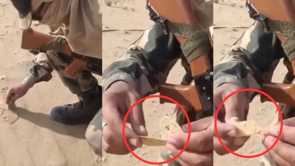 BSF soldier roasting papad