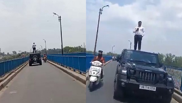 roorkee news doing stunts standing on roof Thar talking mobile viral police called Viral video roorkee news doing stunts standing on roof Thar talking mobile viral police called Viral video