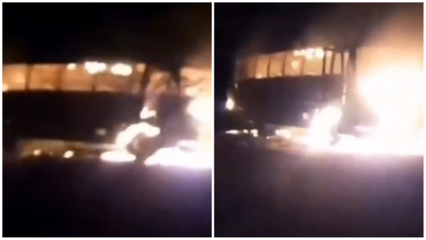Accident happened in Multai of Betul bus driver of polling personnel told that it was fire incident