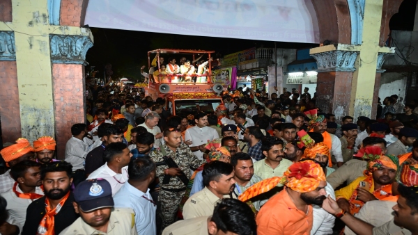 CM Mohan Yadav conducted a road show in Dewas for Dewas Lok Sabha candidate Mahendra Singh Solanki