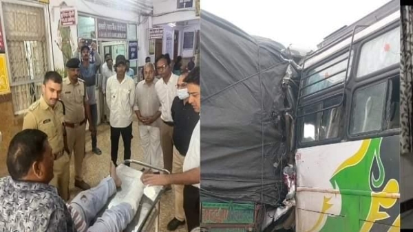 Accident of polling personnel bus in Mandsaur one jawan dead 9 injured