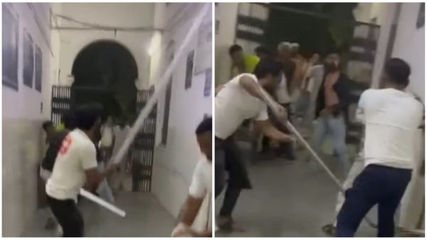 Police kept making videos in government hospital in Ratlam people kept fighting with each other