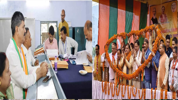 Badrinath seat by-election Former BJP MLA Rajendra Bhandari filed nomination asked for four engines from the public