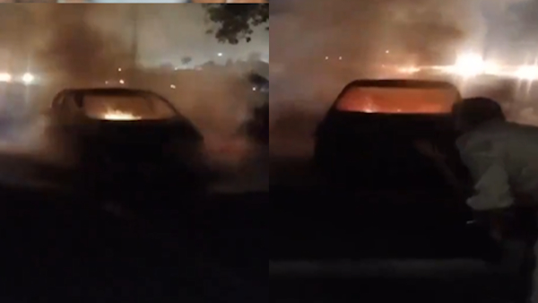 Car parked on the road suddenly turned into a ball Car parked on the road suddenly turned into a ball