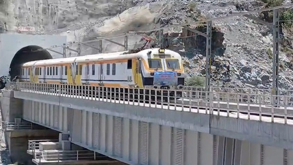 Chenab Rail Bridge train trial run
