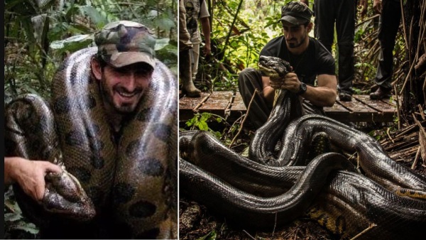 Paul Rosolie with Anaconda