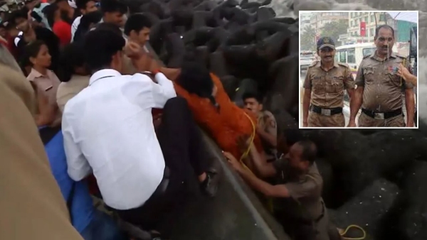 Mumbai Police Constable saves drowning women Mumbai Police Constable saves drowning women